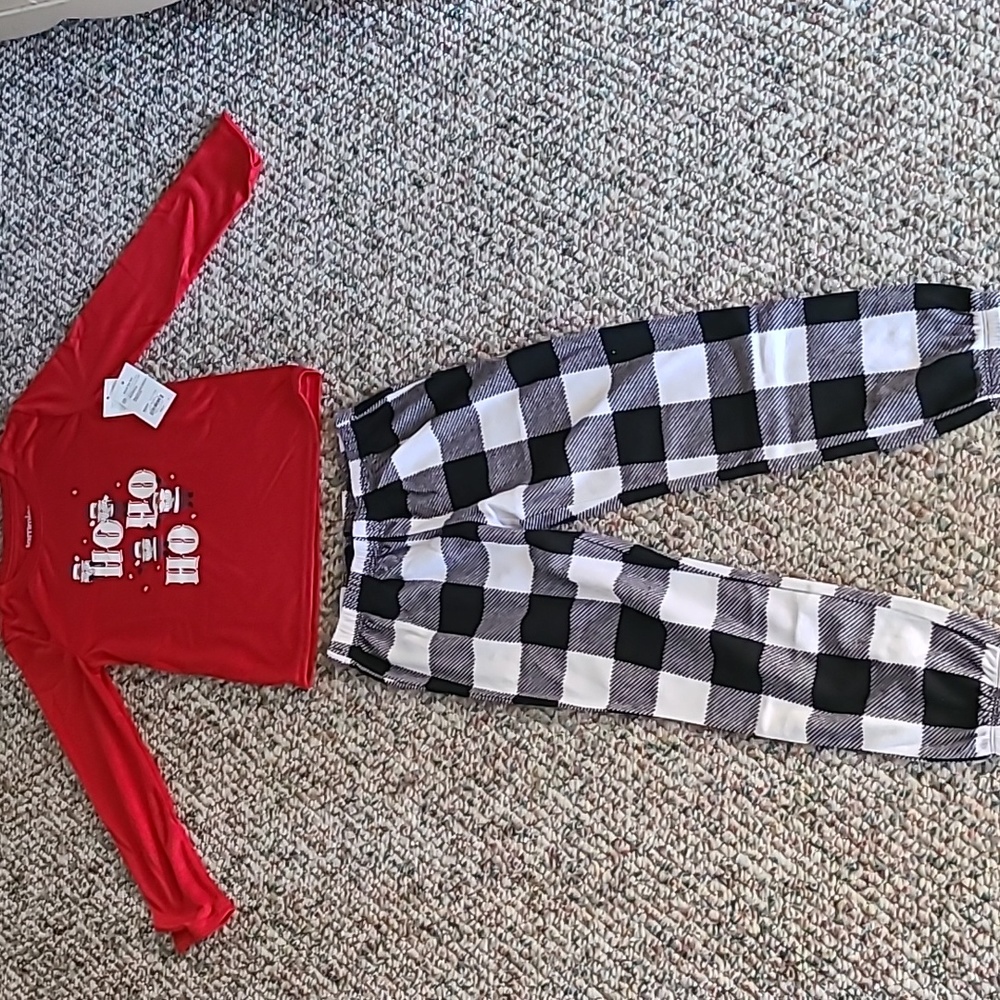 JAMMIES FOR FAMILIES GIRLS 2 PIECE SANTA "HO HO HO" SIZE XS 6/6X